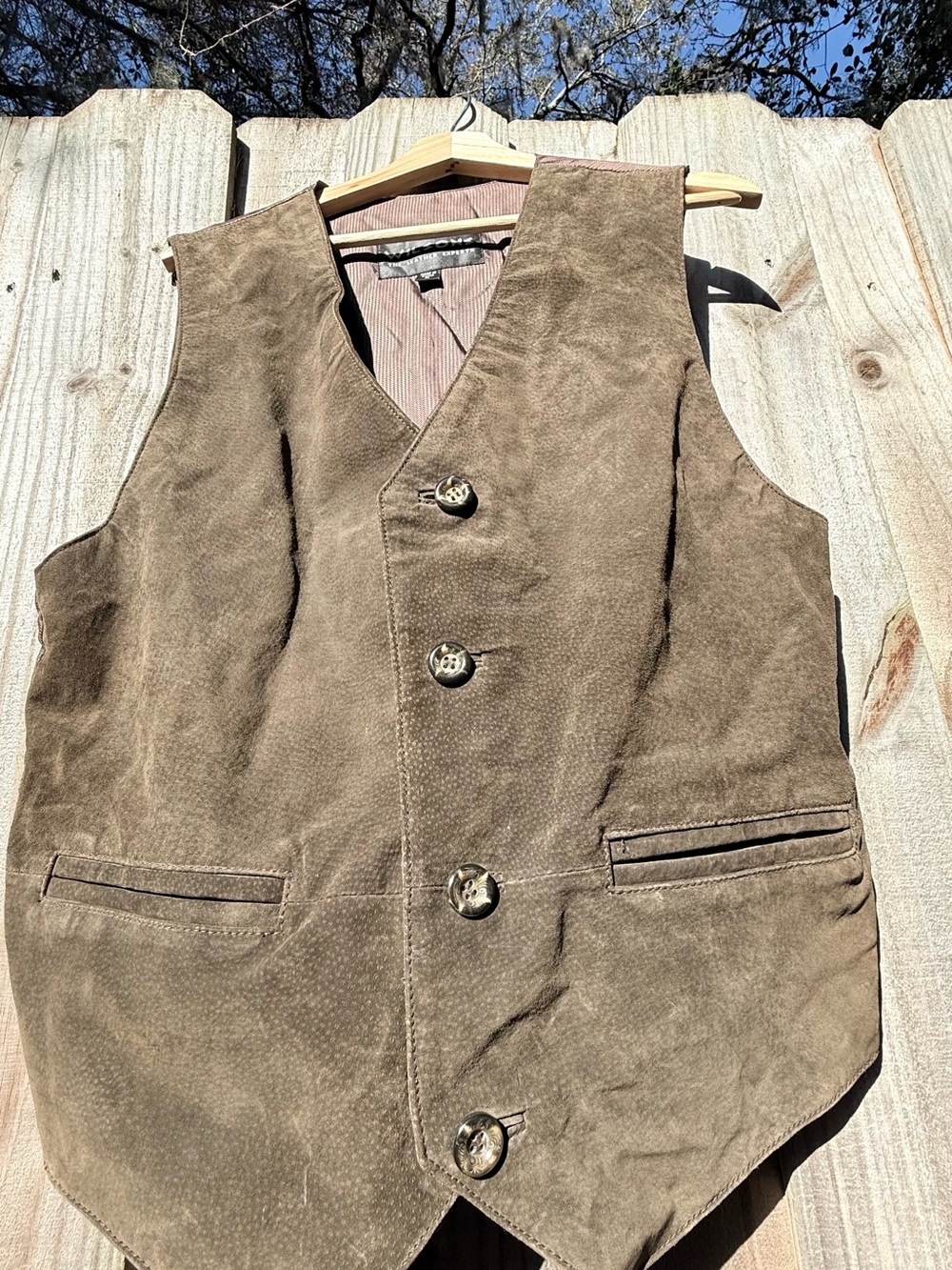 Wilson Olive Green Suede V-Neck Vest
